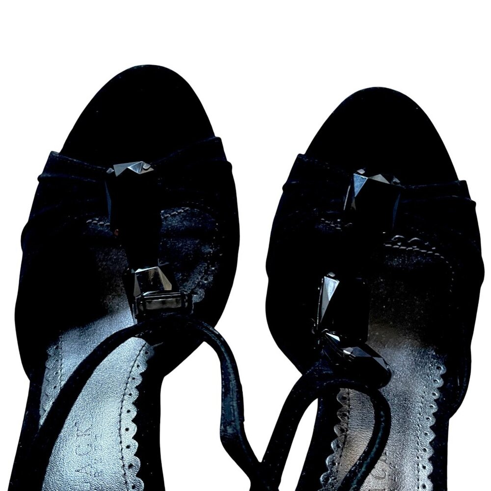 Elegant WHBM White House Black Market Black Crystal Jeweled Sandals NWOT 8.5M - Picture 3 of 13
